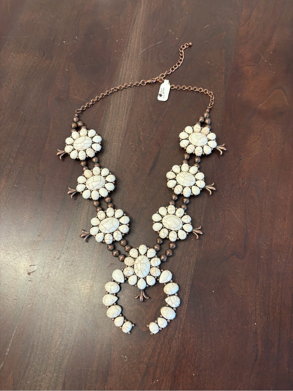 White Stone squash blossom necklace